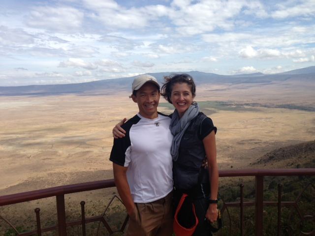On safari overlooking Ngorongoro Crater