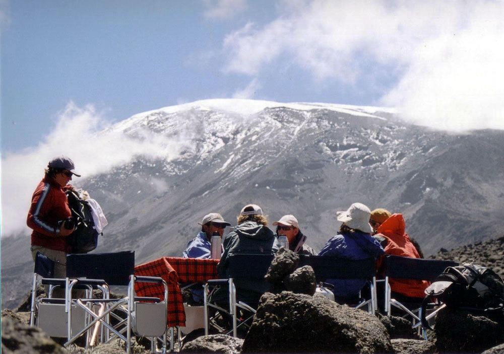 al fresco lunch with a view of Kibo peak