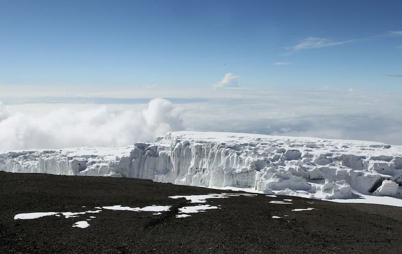 A glacier on Mount Kilimanjaro, Tanzania