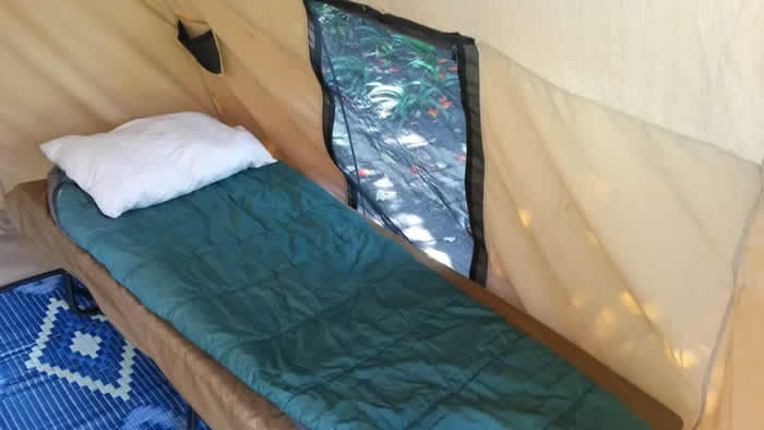 Dome tent camp, tent interior