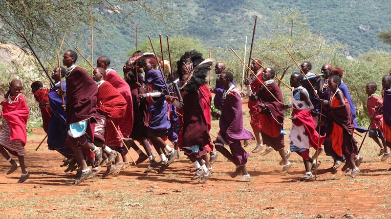 The warriors' procession, near Longido